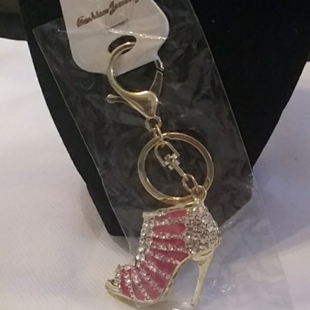 Sparkle pink boot Keychain.
